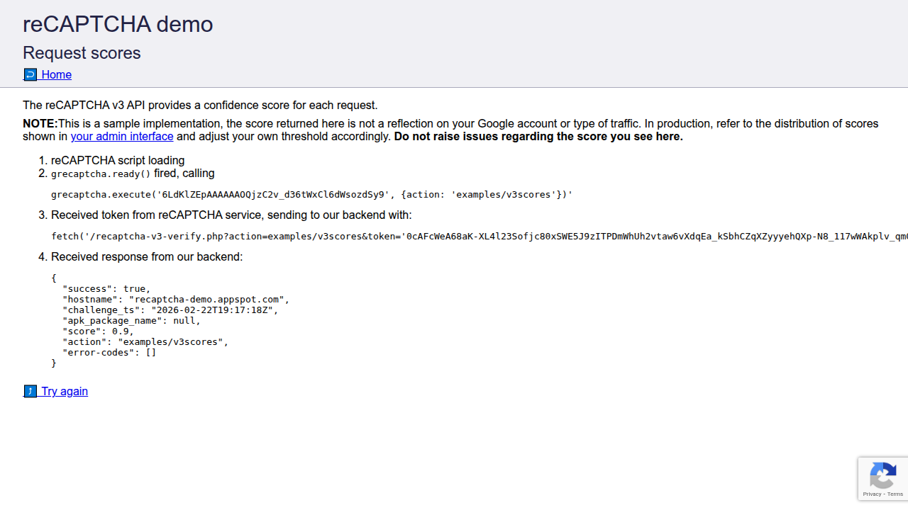 reCAPTCHA v3 评分 0.9